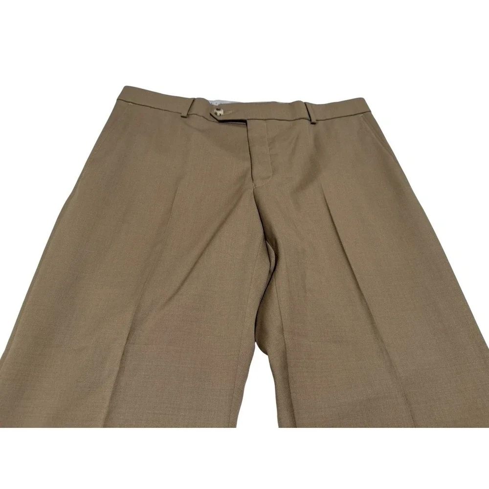 Ballin Comfort-EZE Super 120s Wool Dress Pants Mens 35x29 Tan‎ Brown Cuffed